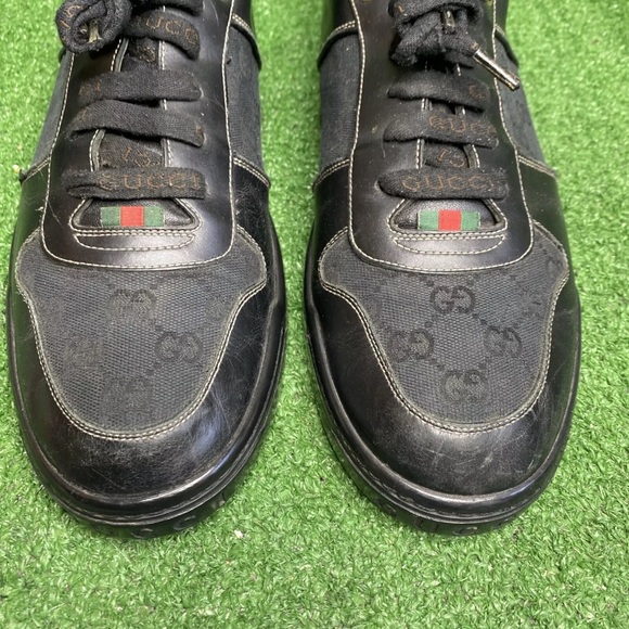 GUCCI Signature Mens Monogram Leather Sneaker Size 11 M Made Italy (No Insoles) - Picture 5 of 9